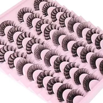 Russian Strip Lashes D Curl Faux Mink Eyelashes Natural Look Fluffy Volume Wispy False Lashes 20 Pairs