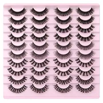 Russian Strip Lashes D Curl Faux Mink Eyelashes Natural Look Fluffy Volume Wispy False Lashes 20 Pairs
