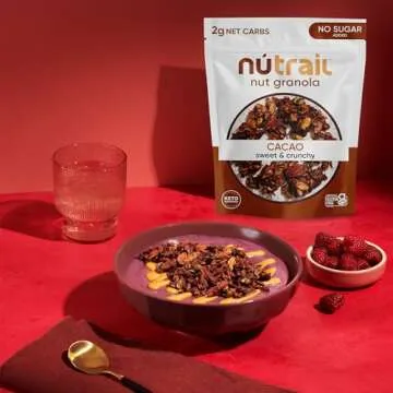 NuTrail Nut Granola Cereal, Cacao, No Sugar Added, Keto, Low Carb, Gluten Free, Grain Free, Healthy Breakfast 8 oz. 1 Count