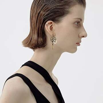 Unique Punk Steampunk Vintage Clockwork Dangle Drop Earrings Handmade Retro Clock Gear Earrings Antique Mix-tone Airplane Drop Earrings for Women Men Statement Halloween Jewelry Gifts (Bronze 6)