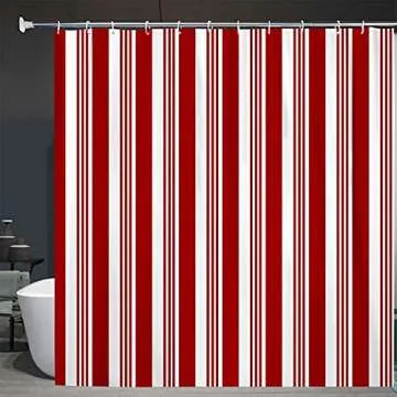 Abaysto Candy Cane Pattern Shower Curtain for Christmas