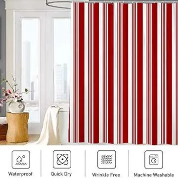 Abaysto Candy Cane Pattern Shower Curtain for Christmas