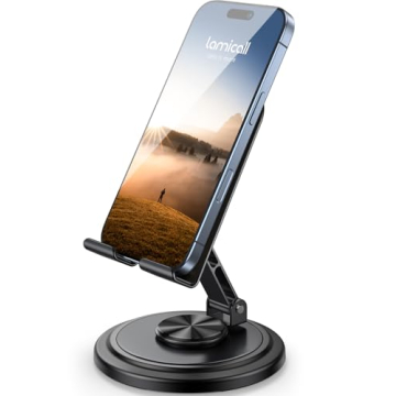 Lamicall Adjustable Phone Stand for Desk - 360 Rotating Foldable Phone Holder Desktop Portable Cell ...