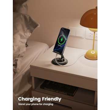 Lamicall Adjustable Phone Stand for Desk - 360 Rotating Foldable Phone Holder Desktop Portable Cell Phone Stand Cradle Dock, Office Desk Accessories for iPhone 16 15 14 13 Pro Max, 4-10” Phones, iPad