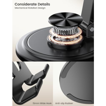 Lamicall Adjustable Phone Stand for Desk - 360 Rotating Foldable Phone Holder Desktop Portable Cell Phone Stand Cradle Dock, Office Desk Accessories for iPhone 16 15 14 13 Pro Max, 4-10” Phones, iPad