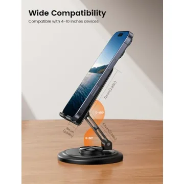 Lamicall Adjustable Phone Stand for Desk - 360 Rotating Foldable Phone Holder Desktop Portable Cell Phone Stand Cradle Dock, Office Desk Accessories for iPhone 16 15 14 13 Pro Max, 4-10” Phones, iPad