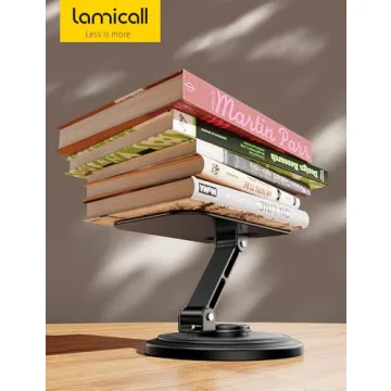 Lamicall Adjustable Phone Stand for Desk - 360 Rotating Foldable Phone Holder Desktop Portable Cell Phone Stand Cradle Dock, Office Desk Accessories for iPhone 16 15 14 13 Pro Max, 4-10” Phones, iPad