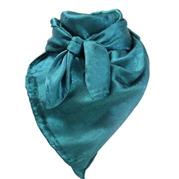 Wyoming Traders Wild Rag Teal Silk Jacquard Scarf - Luxurious Accessory for All Occasions