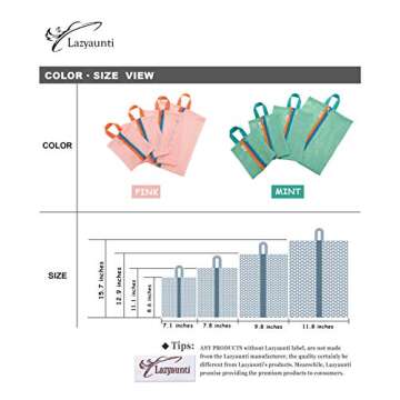 Lazyaunti Travel Storage Bags Set of 4 Zipper Packing Pouches