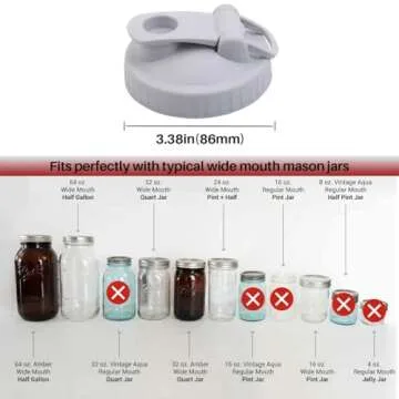 2 Pack Wide Mouth Flip Cap Mason Jar Lids for Mason Jars - Airtight Sealing, Leak-Proof Design, and Convenient Pouring Spout (Jars Sold Separately) (Gray)