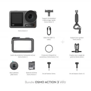DJI Osmo Action 3 Biking Combo - 4K Action Camera for Cycling, Chest Strap Mount and a Handlebar Mount Included, 4K/120fps & Super-Wide FOV, HorizonSteady, 150 Mins, Quick-Release Vertical Mount