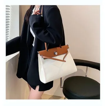 Women's Tote Bag Universal Shoulder Handbag with Fashionable Design and Large Capacity (Black White)