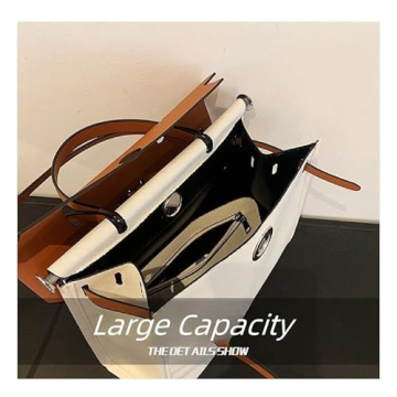Women's Tote Bag Universal Shoulder Handbag with Fashionable Design and Large Capacity (Black White)