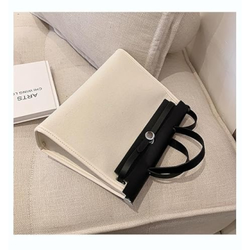 Women's Tote Bag Universal Shoulder Handbag with Fashionable Design and Large Capacity (Black White)