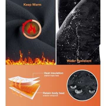 SANTINY Women's Fleece Lined Winter Leggings Water Resistant High Waisted Thermal Hiking Running Warm Pants Women Pockets(Grey Camo_L)