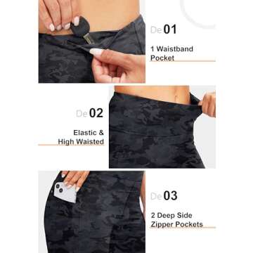 SANTINY Women's Fleece Lined Winter Leggings Water Resistant High Waisted Thermal Hiking Running Warm Pants Women Pockets(Grey Camo_L)