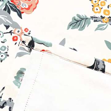 DriftAway Ada Floral Botanical Print Lined Thermal Tie Up Curtains 45"x63"