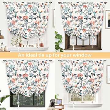 DriftAway Ada Floral Thermal Tie Up Curtains - Elegant & Versatile