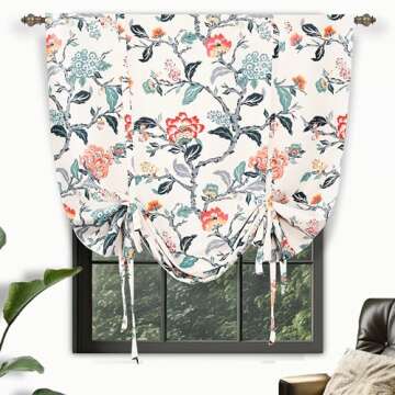 DriftAway Ada Floral Thermal Tie Up Curtains - Elegant & Versatile