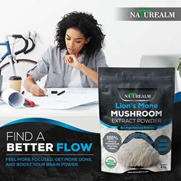 Lion’s Mane Mushroom 8:1 Extract Powder - Natural Nootropic Supplement - Focus, Creativity, Memory - 100% Whole Mushrooms - USDA Certified Organic - 2oz. (57g)
