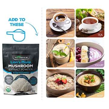 Lion’s Mane Mushroom 8:1 Extract Powder - Natural Nootropic Supplement - Focus, Creativity, Memory - 100% Whole Mushrooms - USDA Certified Organic - 2oz. (57g)