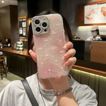 Cute Tulip Bling Case for iPhone 15 Pro Max
