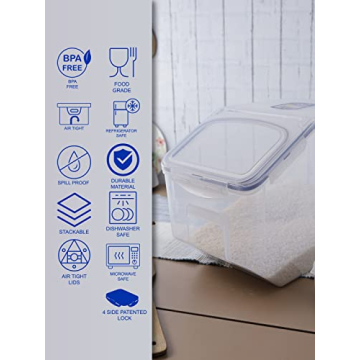 LOCK & LOCK Easy Essentials Food Lids (Flip-Top) / Pantry Storage, BPA Free, Top-50.7 Cup-for Rice, Clear