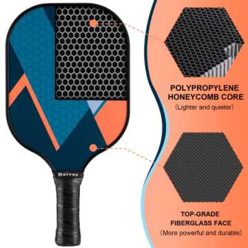 Pickleball Paddles, USAPA Standard Fiberglass Surface Pickle Ball Paddles Set of 4, Pickleball Set w...