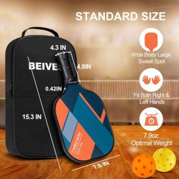 Pickleball Paddles, USAPA Standard Fiberglass Surface Pickle Ball Paddles Set of 4, Pickleball Set with 4 Rackets, 4 Pickleballs & 1 Carry Bag, Pickle Ball Paddle Set for Men, Women, Beginners & Pros