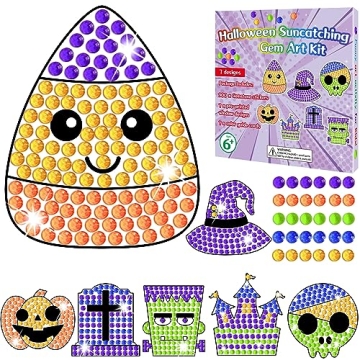 Qyeahkj 7pcs Halloween Arts and Crafts, Art Crafts Suncatcher Kits for Children Teenagers Kids at 6-...
