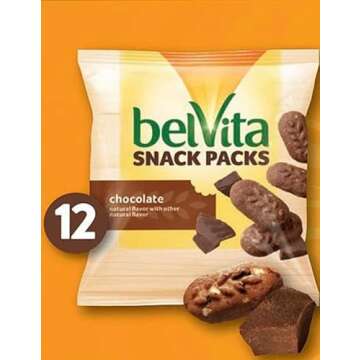 BelVita Breakfast Biscuits Variety Packs | 3 Natural Flavors - 12 Chocolate belVita Snack Packs, 12 Cinnamon Brown Snack Packs, and 12 Blueberry Snack Packs | Sameday Shippers Offers Free SameDay Shippers Branded Bag Clip