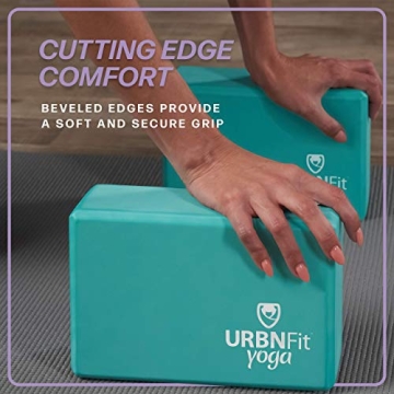 URBNFit Yoga Blocks Set with Strap for Stability Workout