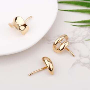 3pcs Ponytail Holder Hair Clips, Alloy Gold Hair Cuffs Fashionable Ponytail Buckle Hair Clip Decoration French Hair Clips Decorative Barrettes Ponytail Accessories Cuff for Woman
