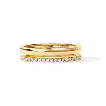 PAVOI 18K Gold Plated Dual Stacking Rings for Women