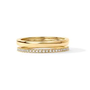 PAVOI 18K Gold Plated Dual Stacking Rings for Women