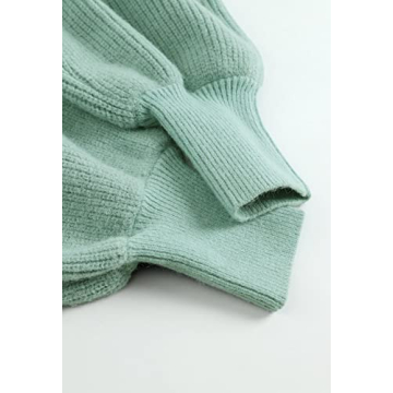 Stylish Meenew Women's Lantern Sleeve Ribbed Sweater