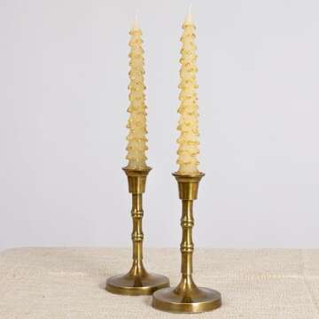 Creative Co-Op Golden-Tipped Elegance Tree Shaped Taper Candles, Eggnog Color, Set of 2