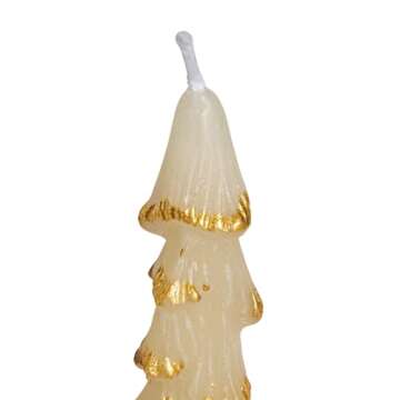 Creative Co-Op Golden-Tipped Elegance Tree Shaped Taper Candles, Eggnog Color, Set of 2