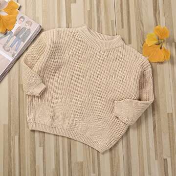 Toddler Baby Girls Knitted Sweater Fall Winter Warm Pullover Tops for Kids Boy Girl Outfits Clothes (6-12 Months, Beige New)