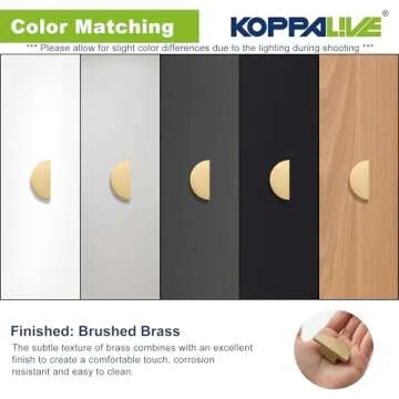 KOPPALIVE 5 Pack Solid Brass Dresser Drawer Pulls,Semicircle Kitchen Cabinet Knobs and Handles, Gold Knobs for Cabinet and Drawer, Modern Copper Furniture Handles, Brushed Finish Furniture Hardware
