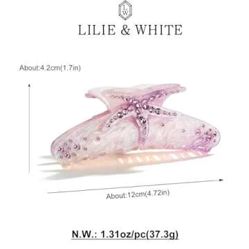 LILIE&WHITE Acrylic Hair Clips For Women Purple Claw Clips Summer Beach Starfish Hair Clip With Claw...