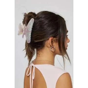 LILIE&WHITE Acrylic Hair Clips For Women Purple Claw Clips Summer Beach Starfish Hair Clip With Claw Hair Styling Hair Clips Accessories Long-lasting Fixed Hairstyle