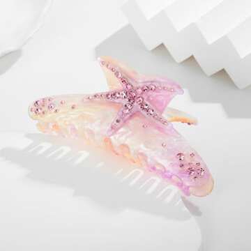 LILIE&WHITE Acrylic Hair Clips For Women Purple Claw Clips Summer Beach Starfish Hair Clip With Claw Hair Styling Hair Clips Accessories Long-lasting Fixed Hairstyle