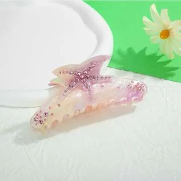LILIE&WHITE Acrylic Hair Clips For Women Purple Claw Clips Summer Beach Starfish Hair Clip With Claw Hair Styling Hair Clips Accessories Long-lasting Fixed Hairstyle