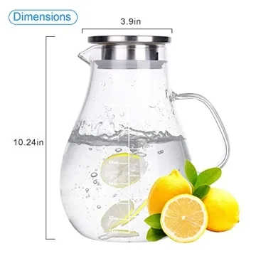 Vekonn 105.5oz Glass Pitcher with Stainless Steel Lid