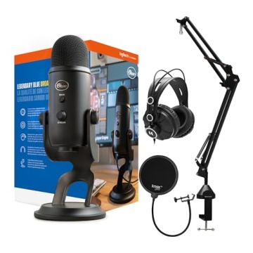 Blue Microphone Yeti USB Microphone Bundle with Headphones, Boom Arm Microphone, and Pop Filter for ...