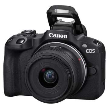Canon EOS R50 Mirrorless Camera with RF-S 18-45mm Lens + 2 Pack 32GB Memory Card + Case + Telephoto ...