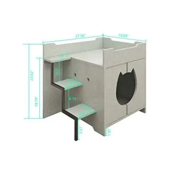 Senich Cat Litter Box Furniture, Litter Box Enclosure Privacy Cat Cabinet with Stairs Modern Pet House Nightstand Side Table Easy to Assemble