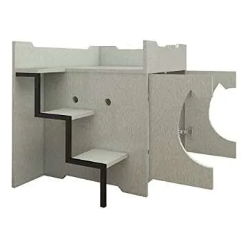 Senich Cat Litter Box Furniture, Litter Box Enclosure Privacy Cat Cabinet with Stairs Modern Pet House Nightstand Side Table Easy to Assemble