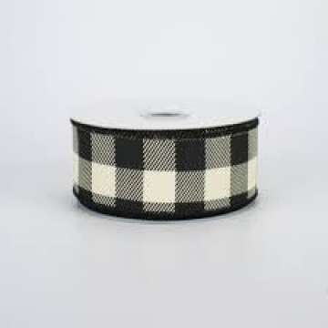 Plaid Check Wired Edge Ribbon - 10 Yards, 0.5" Wide